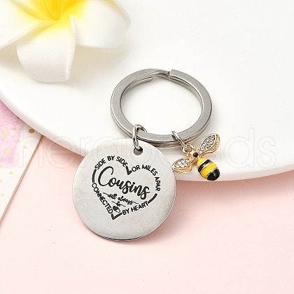 Alloy Rhinestone & 201 Stainless Steel Keychain KEYC-YW00091-05-1