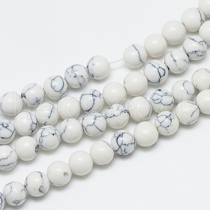 Synthetic Howlite Beads Strands G-T053-8mm-01-1-1