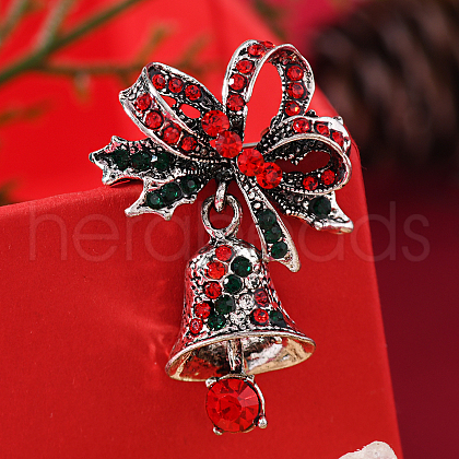 Christmas Theme Alloy Rhinestone Brooch Pin LK2414-17-1