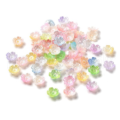 Gradient Color Acrylic Bead Caps OACR-Z028-01-1