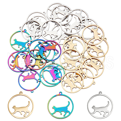 DICOSMETIC 30Pcs 3 Colors 304 Stainless Steel Pendants STAS-DC0012-13-1