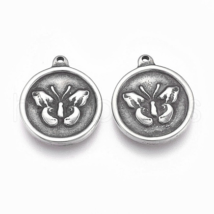 304 Stainless Steel Pendants STAS-O101-37AS-1