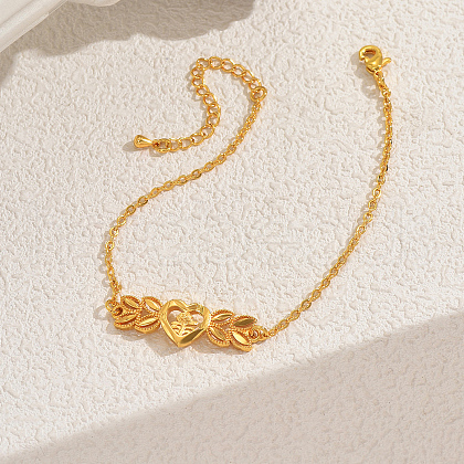 Mother's Day Heart & Wheat Brass Link Bracelets SC5095-1