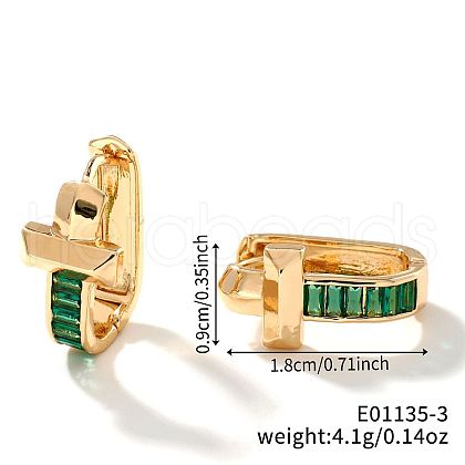 Geometric U-shaped Brass Hoop Earrings for Women SW5755-3-1