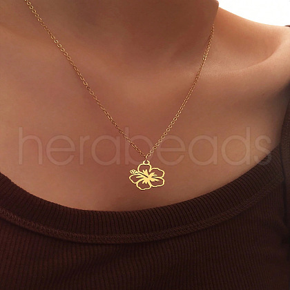 Flower Hollow Out Alloy Pendant Necklaces for Women FS-WGC7523-01-1