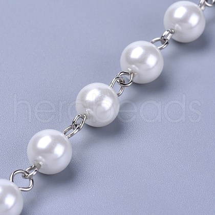 Handmade Dyed Glass Pearl Beaded Chains AJEW-JB00486-01-1