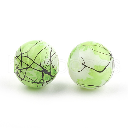 Drawbench & Baking Painted Glass Beads Strands GLAA-S176-16mm-12-1