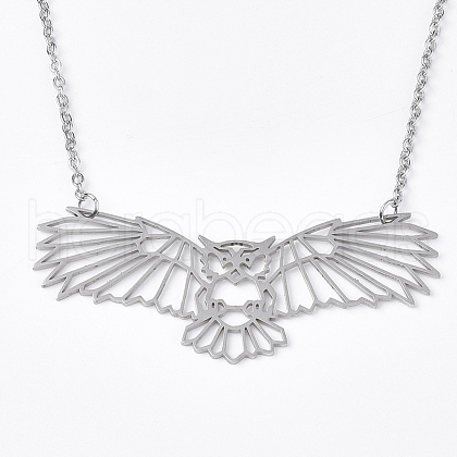 Non-Tarnish 201 Stainless Steel Pendant Necklaces NJEW-T009-JN060-1-40-1
