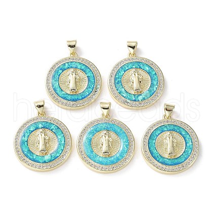 Rack Plating Brass Micro Pave Clear Cubic Zirconia Pendants KK-C041-06K-G-1