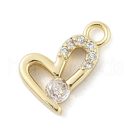Brass Micro Pave Clear Cubic Zirconia Charms KK-B130-02G-04-1