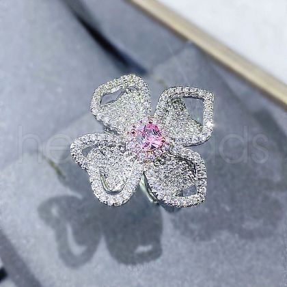Brass Rhinestone Finger Rings for Women FS-WGC1A7E-04-1