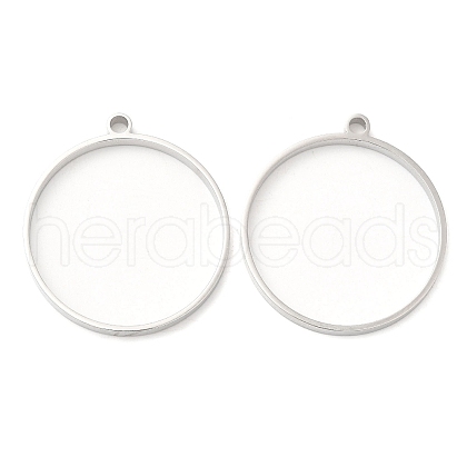 Non-Tarnish 304 Stainless Steel Open Back Bezel Flat Round Pendants STAS-Z040-04A-P-1