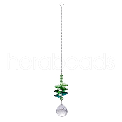 Glass Octagonal Beads Hanging Ornaments PW-WGDE37A-03-1