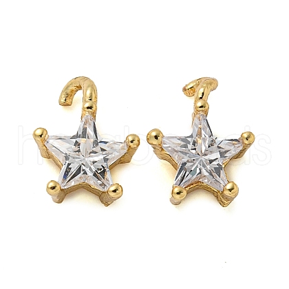 Rack Plating Brass Micro Pave Clear Cubic Zirconia Charms KK-Z045-13G-1