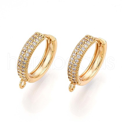 Brass Micro Pave Cubic Zirconia Hoop Earring Finding KK-N261-48G-1
