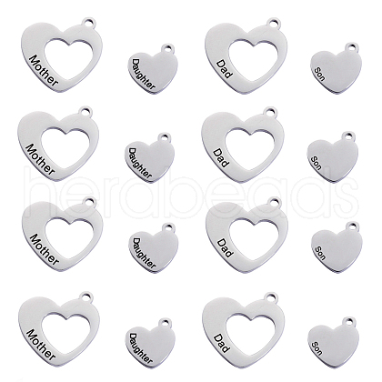 8Pcs 4 Styles Hollow Heart with Word STAS-CJ0001-223-1