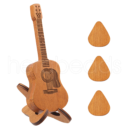 CHGCRAFT 1 Set Guitar Shaped Wood Guitar Pick Box Holder Collector with Magnetic Clasps CON-CA0001-026-1