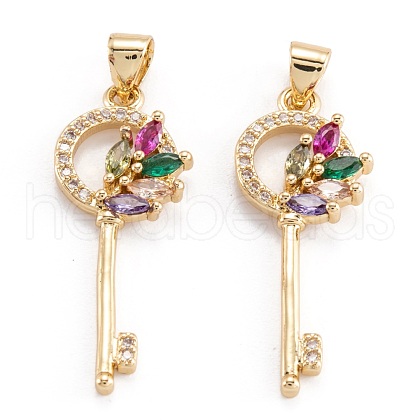 Brass Micro Pave Clear Cubic Zirconia Beads Pendant ZIRC-M114-19G-1