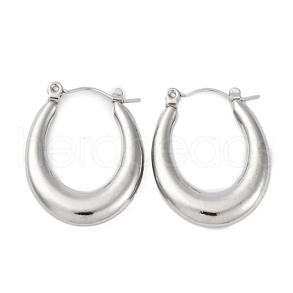 Non-Tarnish 304 Stainless Steel Chunky Oval Hoop Earrings for Women EJEW-F283-08P-1-1