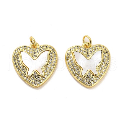 Brass Micro Pave Clear Cubic Zirconia Pendants KK-K365-04H-G-1