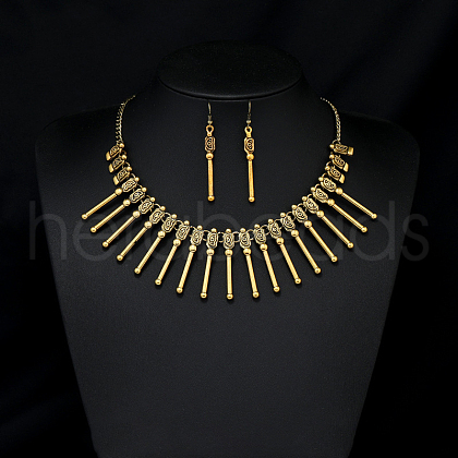 Indian Style Alloy Pendant Necklace & Dangle Earring FS-WG14192-04-1
