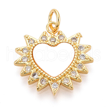 Brass Micro Pave Clear Cubic Zirconia Pendants KK-N268-10G-1