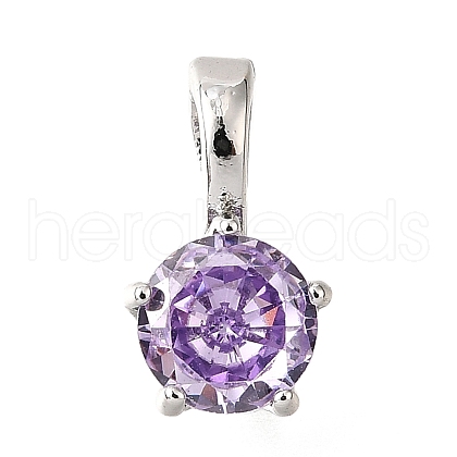 Brass Micro Pave Cubic Zirconia Charms KK-D356-05F-P-1