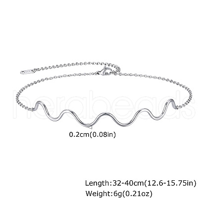 Wave Shaped 304 Stainless Steel Link Chain Necklaces for Women FS-WG2DD65-02-1