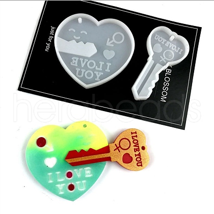 DIY Heart Lock & Key Pendant Food Grade Silicone Molds VALE-PW0001-080L-1