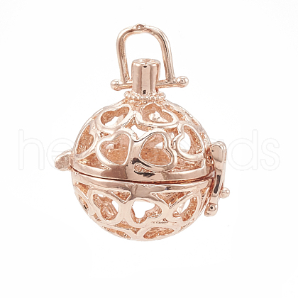 Alloy Cage Pendants PALLOY-S062-56RG-1