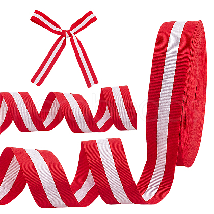 GOMAKERER 25 Yards Polyester Striped Ribbons OCOR-GO0001-29E-1