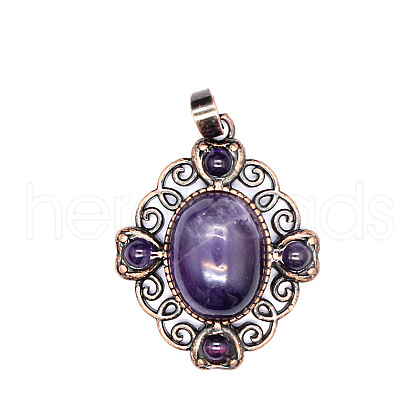 Retro Hollow Natural Amethyst Pendants PW-WG7B8C5-09-1