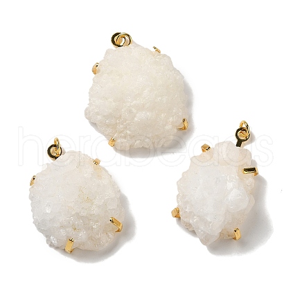 Natural Druzy Quartz Crystal Pendants G-C096-01G-1