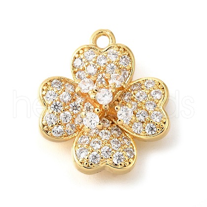 Brass Micro Pave Clear Cubic Zirconia Pendants KK-U065-02C-G-1