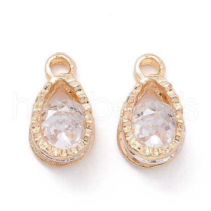 Alloy Clear Cubic Zirconia Charms ZIRC-A022-09G-1