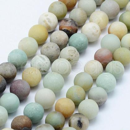 Natural Flower Amazonite Beads Strands G-F518-24-8mm-1