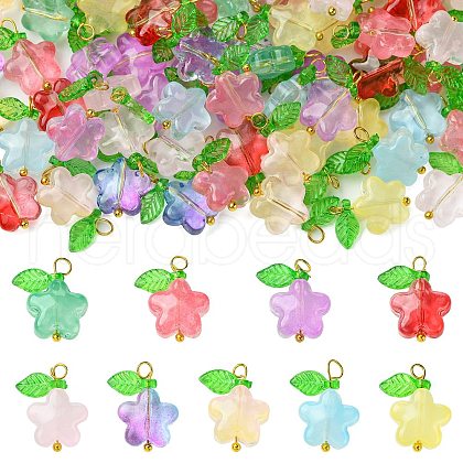 90Pcs 9 Colors Glass Pendants PALLOY-CJ00057-1