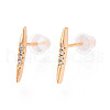 Brass Micro Pave Clear Cubic Zirconia Stud Earrings EJEW-T047-36G-1