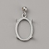 Rhodium Plated 925 Sterling Silver Pendant Cabochon Settings STER-WH0010-27-1