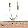 304 Stainless Steel & Cube Blue Glass Double Layer Necklaces for Women NJEW-A045-15G-5