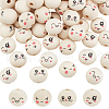   80Pcs 4 Styles Printed Wooden European Beads WOOD-PH0002-97-1
