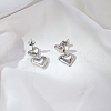 Simple Heart Stainless Steel Dangle Stud Earrings WJ2293-1-1
