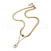 304 Stainless Steel Cable & Herringbone Chains Double Layer Necklace NJEW-C022-03G-3