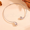 304 Stainless Steel Teardrop Open Cuff Choker Necklaces for Women NJEW-R003-01P-01-1