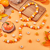 SOFPLATE Thanksgiving Day Theme 5 Strands Spray Painted Natural Wood Beads Strands WOOD-SP0001-02C-4