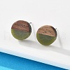 Opaque Resin & Walnut Wood Stud Earrings EJEW-N017-008-B08-3