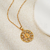 Vintage Brass Pave Cubic Zirconia Hollow Round Religion Virgin Mary Pendant Necklaces for Women EZ3168-2-2