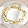 Brass Oval Link Chain Bracelets for Women Men BJEW-K273-10G-1
