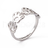 201 Stainless Steel Hollow Out Dog Paw Prints Adjustable Ring for Women RJEW-K238-10P-3