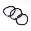 Buddha Head Natural Lava Rock Beaded Stretch Bracelets BJEW-JB02227-1